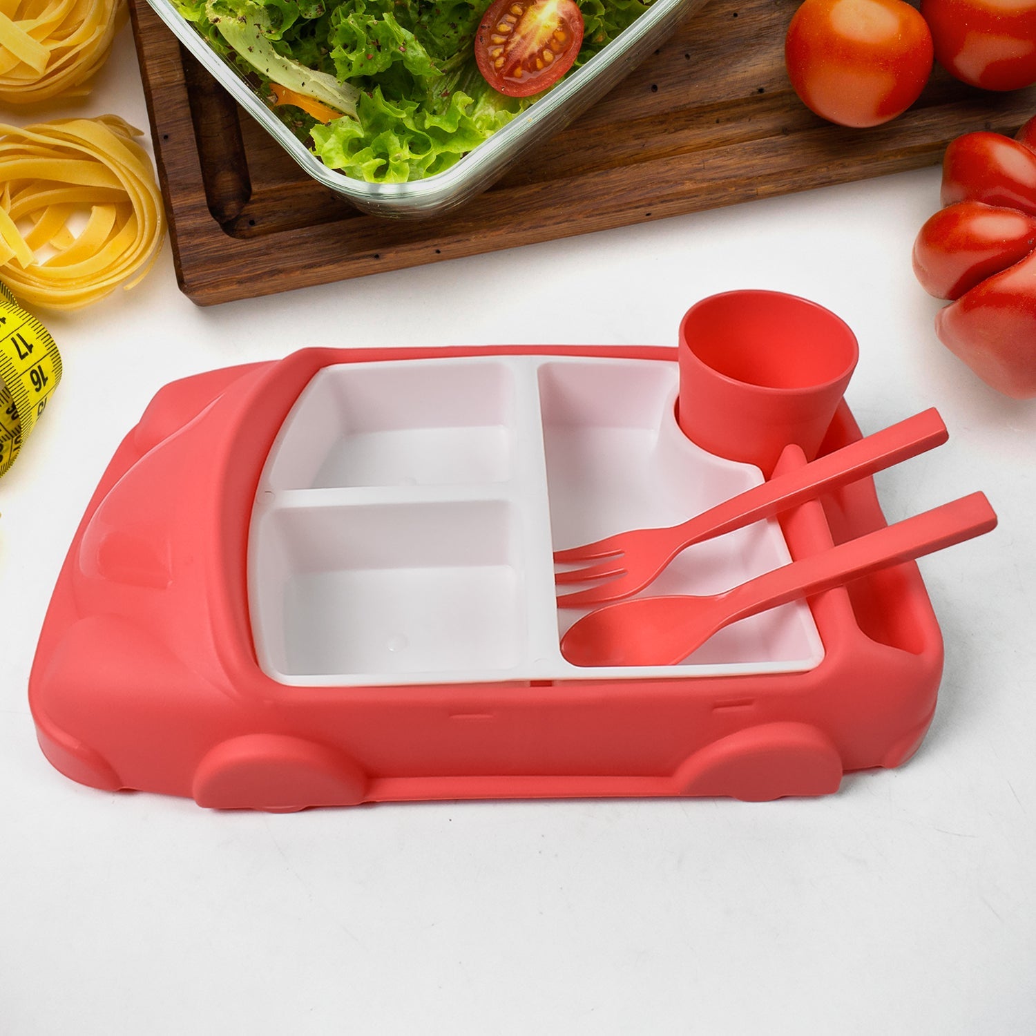 Kid's Car Shaped Plates Cup / Lunch Box Dinnerware Set (4 Pcs Set / 1000 ML Lunch Box) Kid's Car Shaped Plates Cup / Lunch Box Dinnerware Set (4 Pcs Set / 1000 ML Lunch Box)